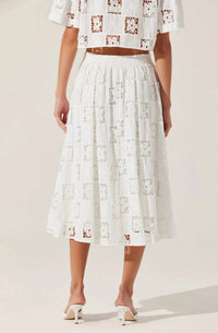 Astr - Andolina White Laced Midi Skirt