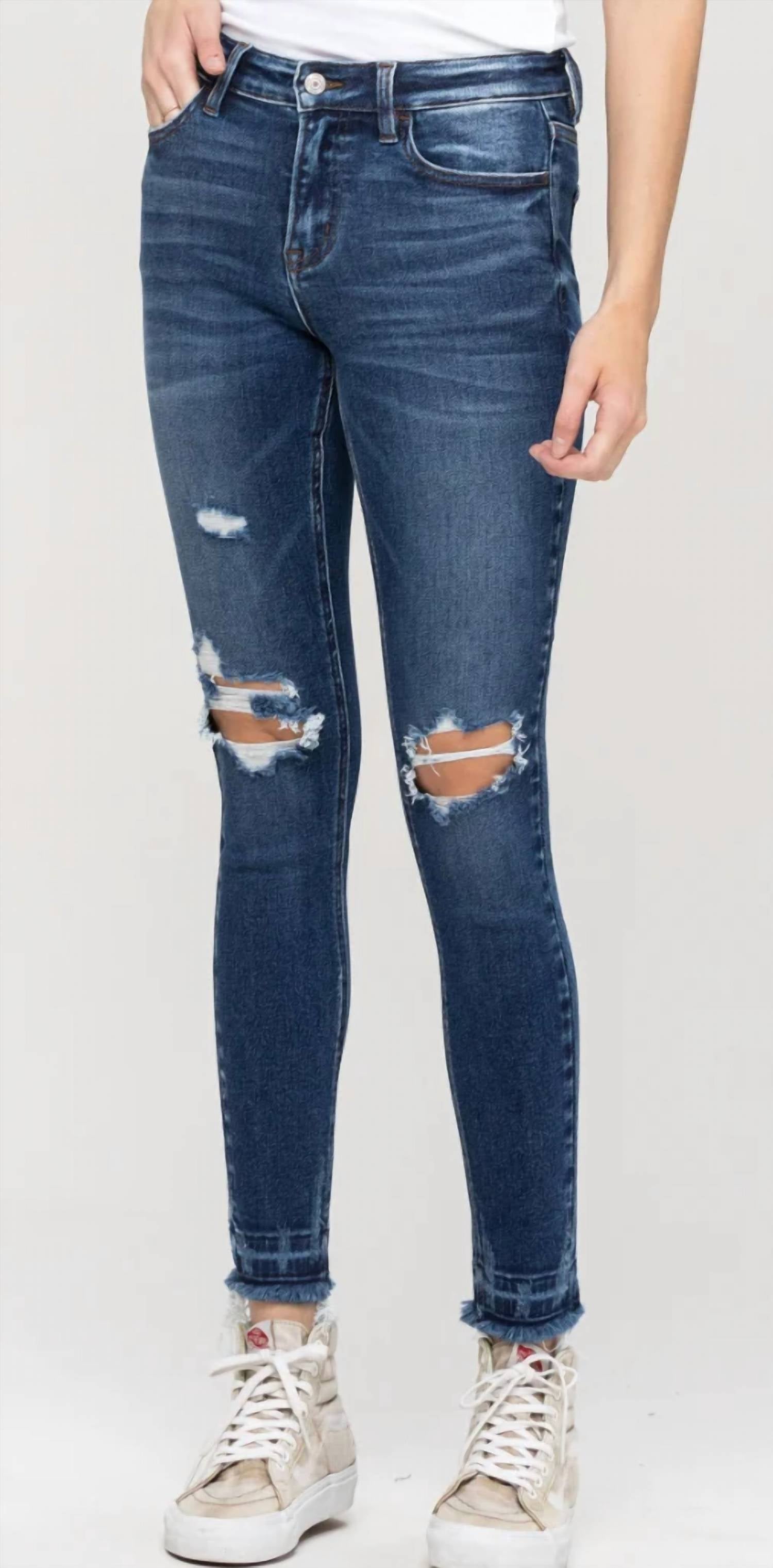 Vervet By Flying Monkey - Distressed Mid Rise Frayed Hem Jean