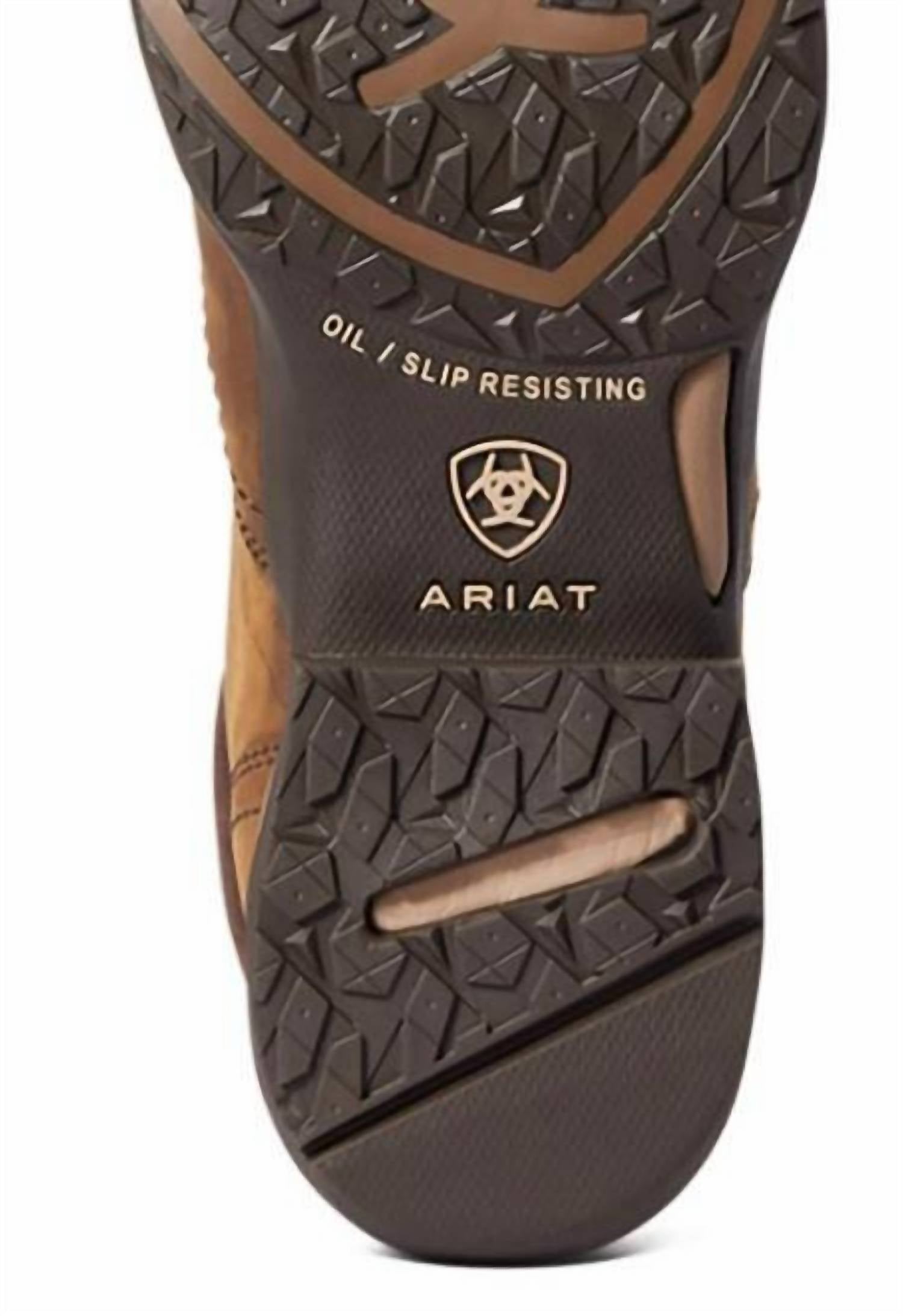 ARIAT Women's Anthem H20 Round Toe Lacer Boot in distressed brown - women's shoe - detail view