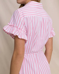 Southern Tide - Tyra Striped Ruffle Sleeve Midi Dress