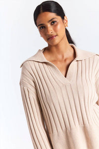 Brodie Cashmere - Rib Stitch Collar Top