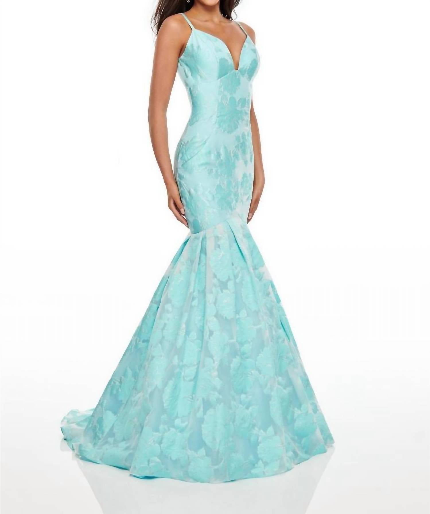 Rachel Allan - Floral Jacquard Mermaid Prom Gown