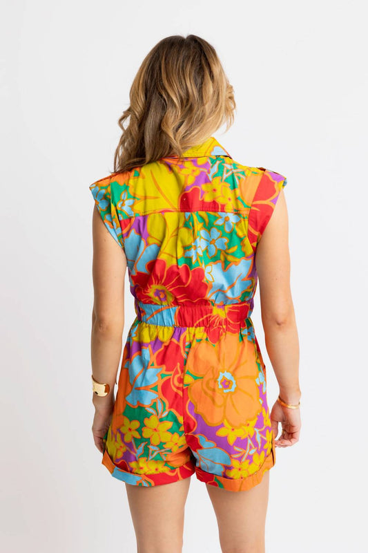 Karlie - Multi Floral Utility Romper