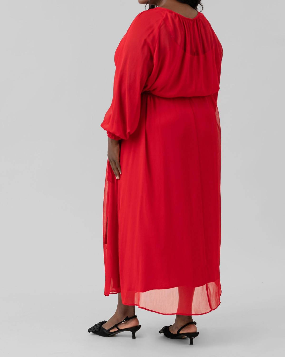 Mat Fashion - Long Sleeve Georgette Dress - Plus