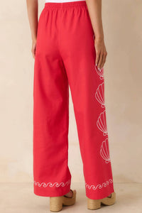 Fate - Sea Shell Embroidered Elastic Waist Pant