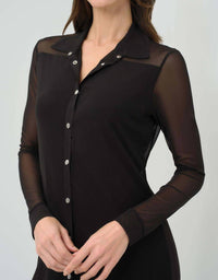 Anatomie Colette Mesh Overlay Shirt Dress in black - women's dress - view 5