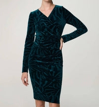 Talbot Runhof - Velvet Ruched Long Sleeve Dress