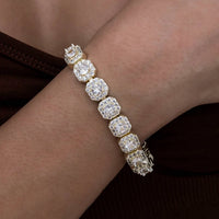 Gld - Iced 8.5mm Cubic Zirconia 9" Clustered Tennis Bracelet