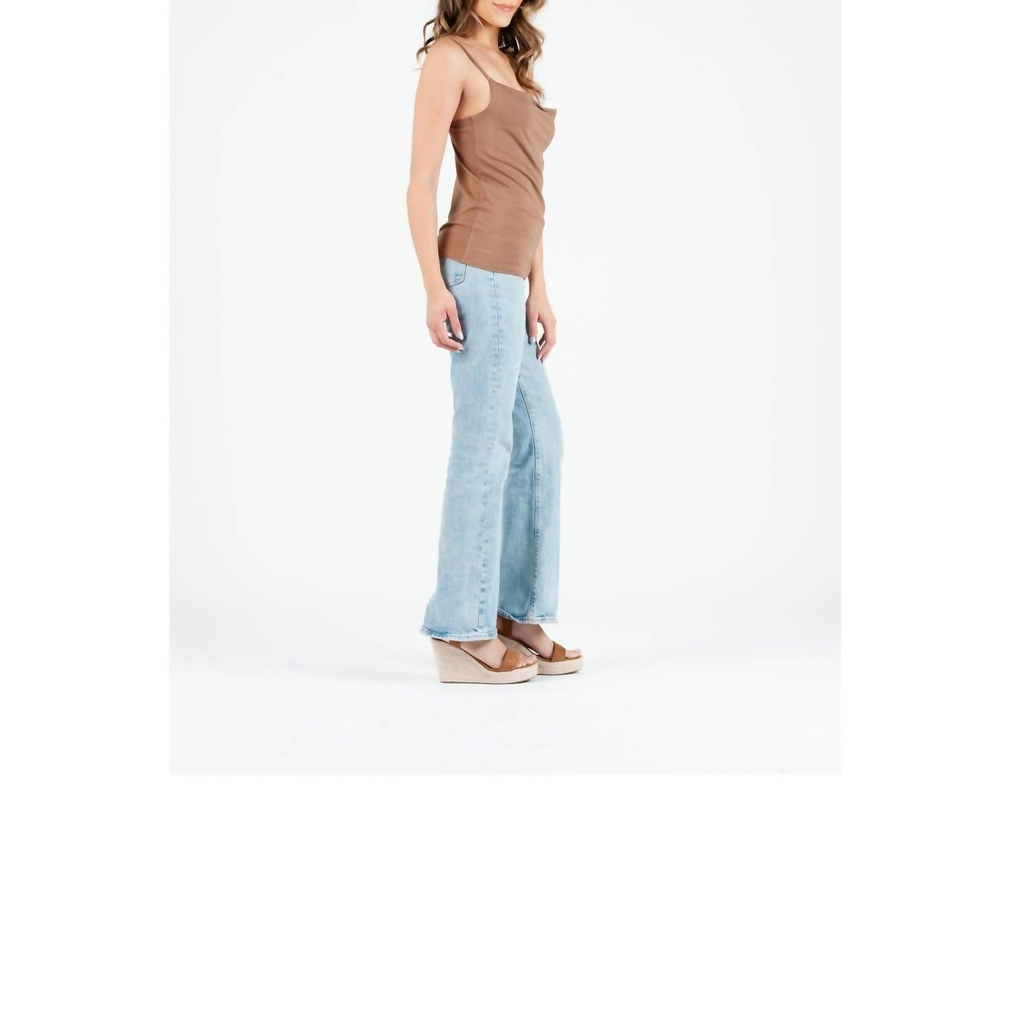 LUCCA Couture Kelsie Drape Cami in acorn - women's shirt - alternate view
