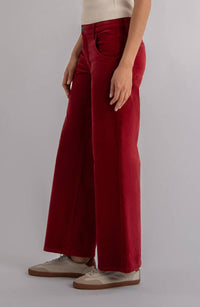 KUT FROM THE KLOTH Jean High Waist Wide Leg Velvet Pants in red - women's pants - alternate view