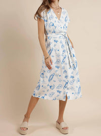 Sage The Label - Citrus Splash Surplice Belted Midi Dress