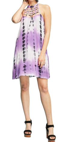 entro Tie Dye Sleeveless Dress in purple - women's dress