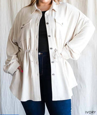 Cotton Bleu - Faux Suede Shirt Jacket