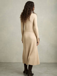 Reiss - Ribbed Roll Neck Belted Midi Dress