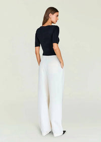 SER.O.YA Panna Short Sleeve Bodysuit in black - women's shirt - alternate view