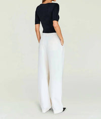 SER.O.YA Panna Short Sleeve Bodysuit in black - women's shirt - detail view