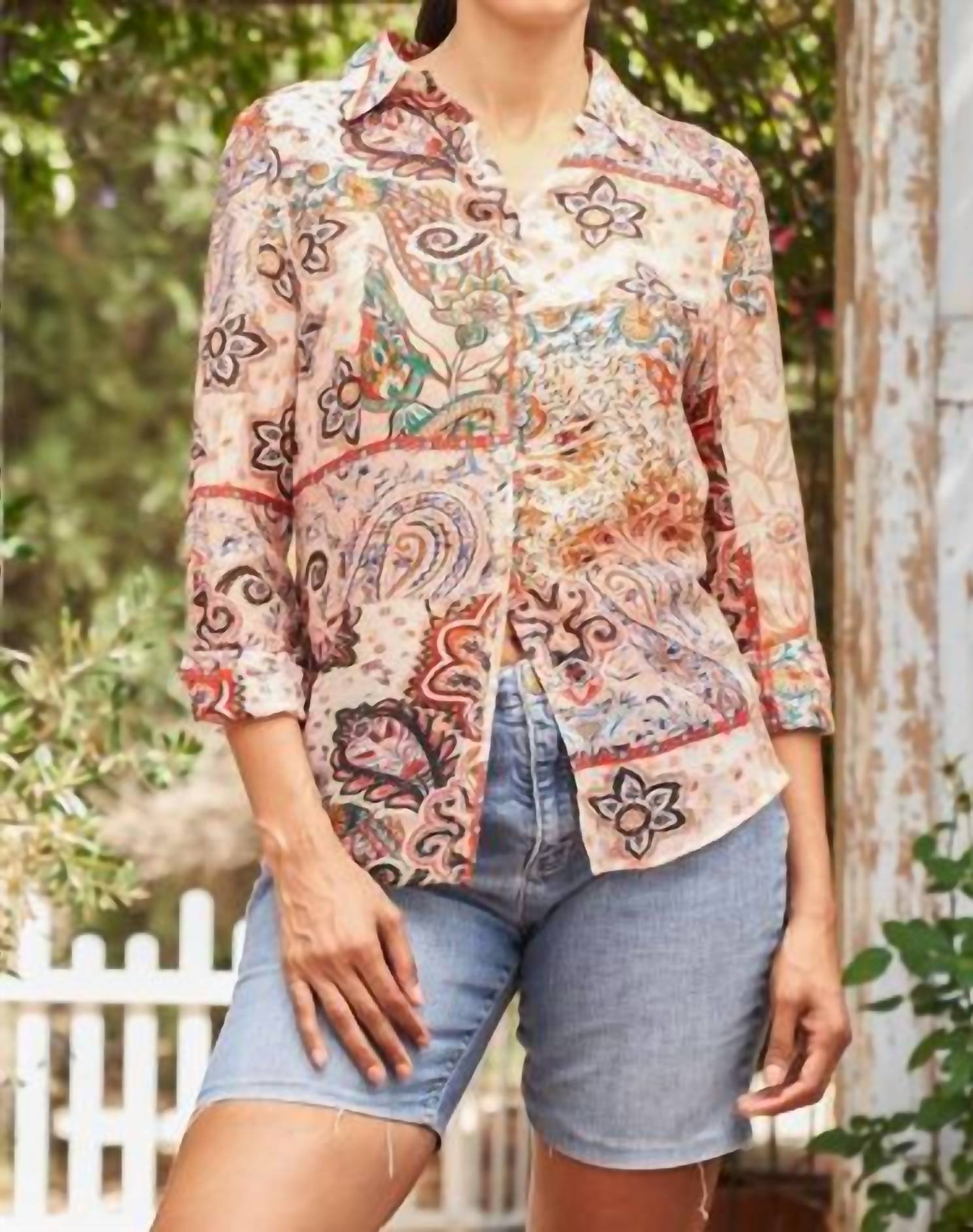 Paparazzi - Voile Print Button Front Shirt