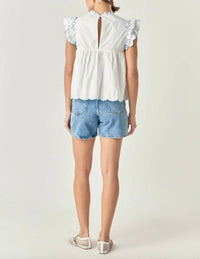 English Factory - Women's Taylor Embroidered Scalloped Top
