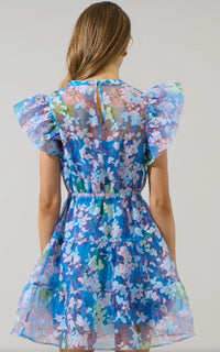 SUGARLIPS Eleni Dress in cobalt multi - women's dress - detail view