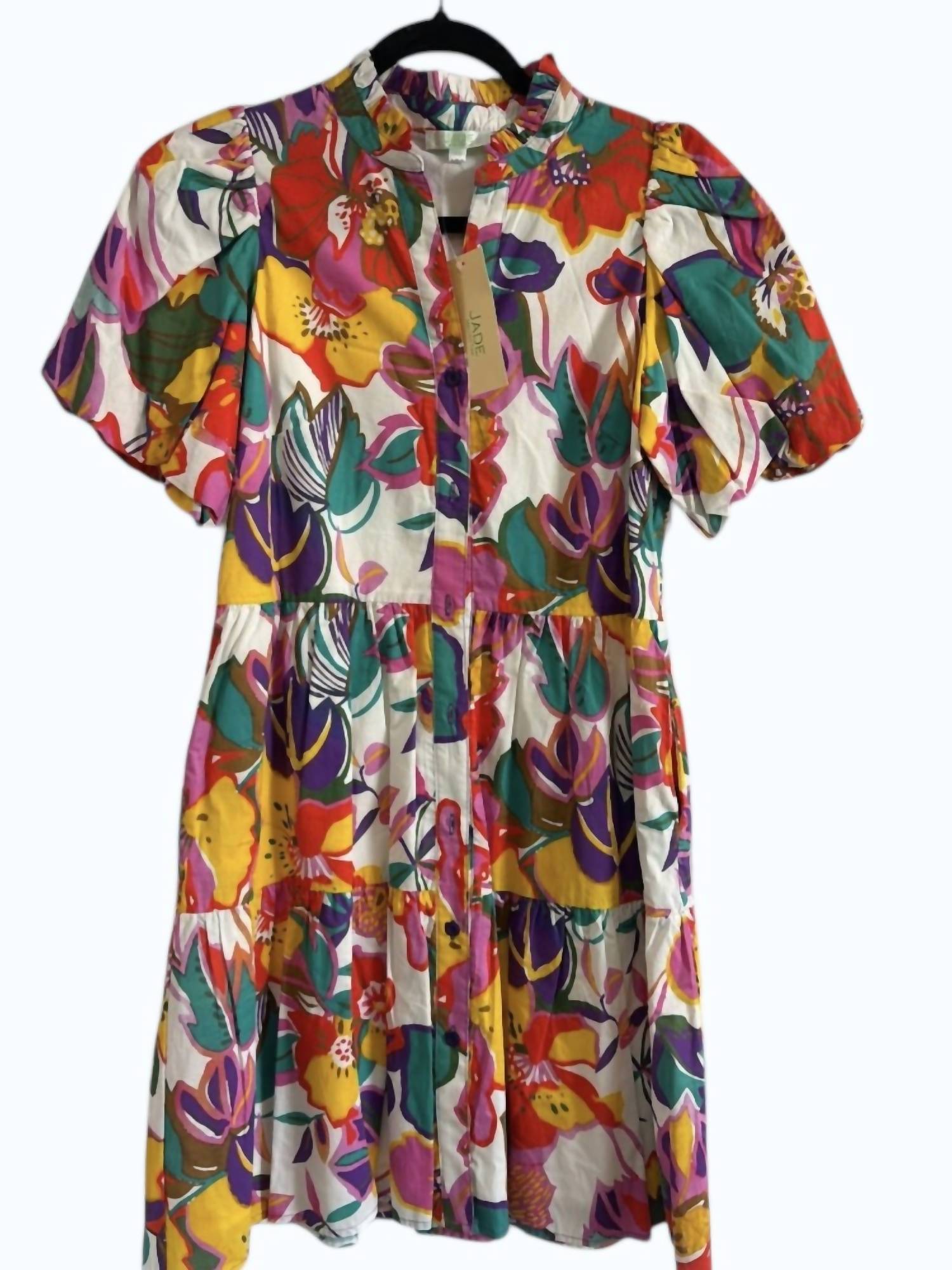 Jade - Women's Puff Sleeve Button Tier Dress