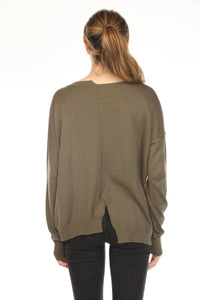 Planet By Lauren G. - Cut-out Boat Neck Sweater Top