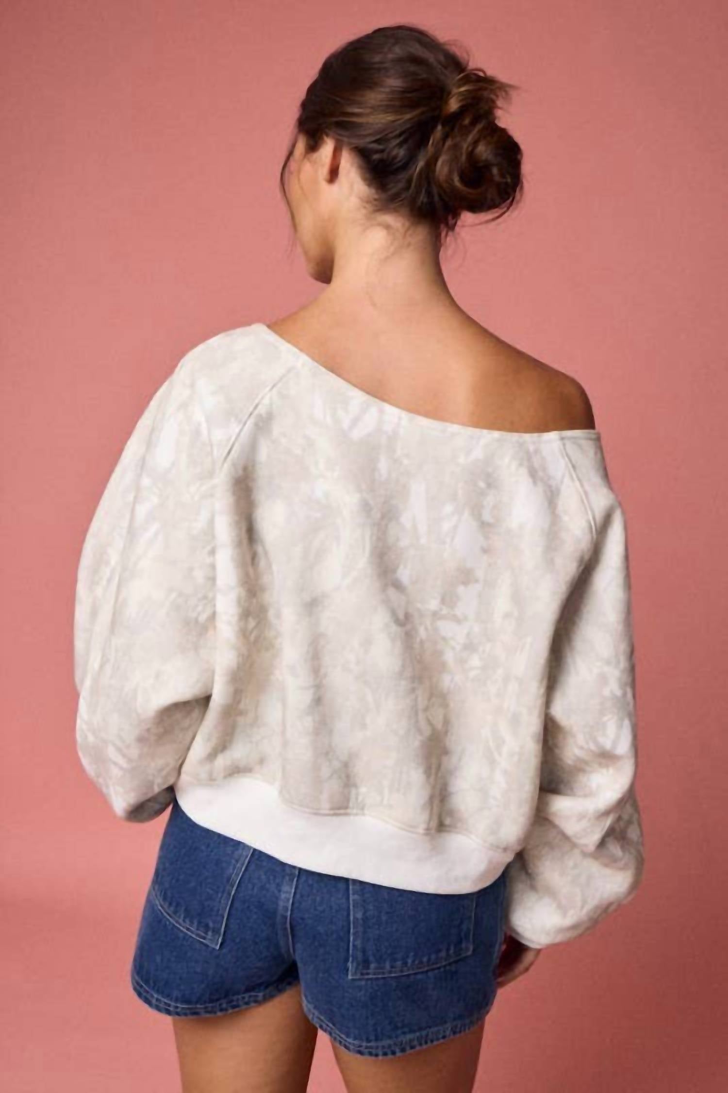 Papermoon - Nature Print Off-shoulder Long Sleeve Top