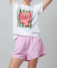 Urban Daizy - Sardine Graphic Tee and Striped Shorts Set