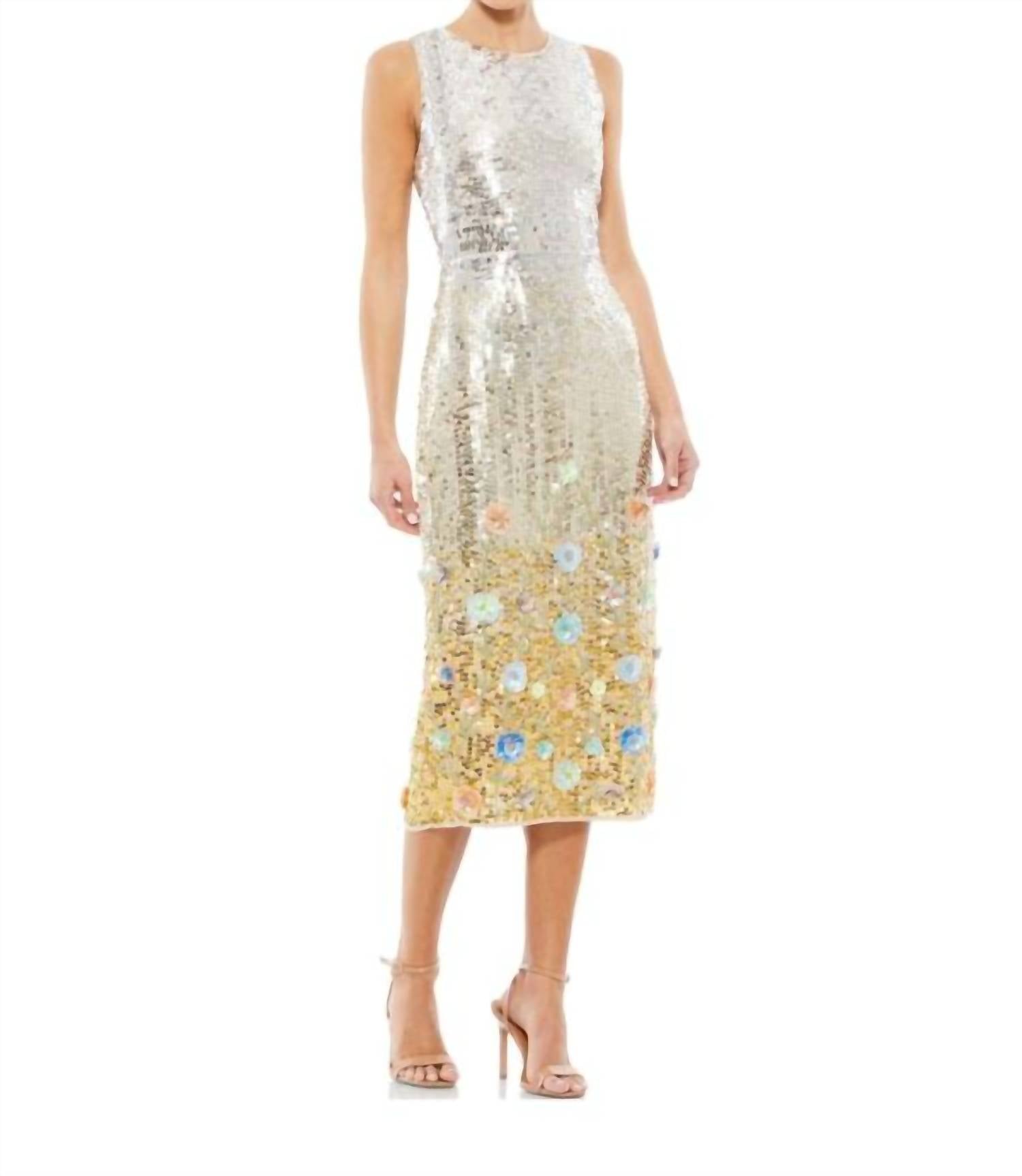 Mac Duggal - Floral Skirt Sequin Dress