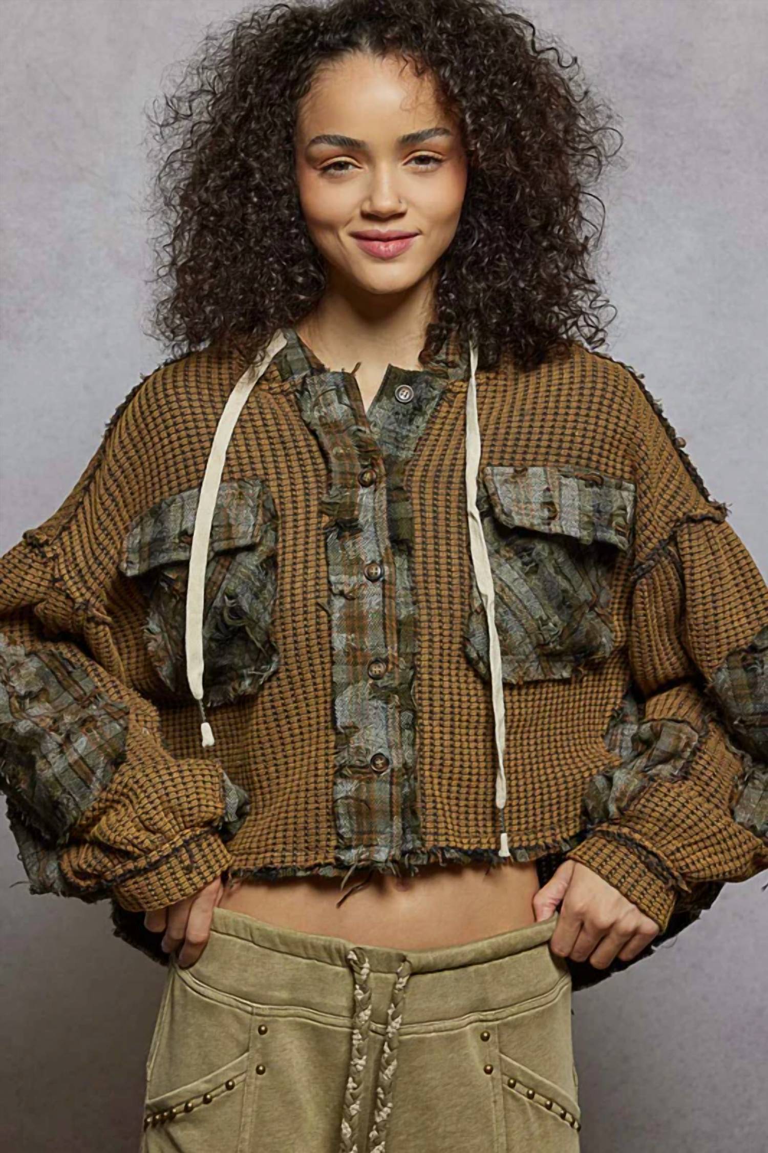 Pol - Hooded Plaid Jacket