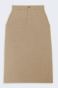 Guest In Residence Tailored Midi Skirt in residence tailored midi skirt in taupe - women's skirt - view 4