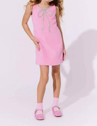 Lola + The Boys Velvet Bow Princess Dress in pink - kids' dress