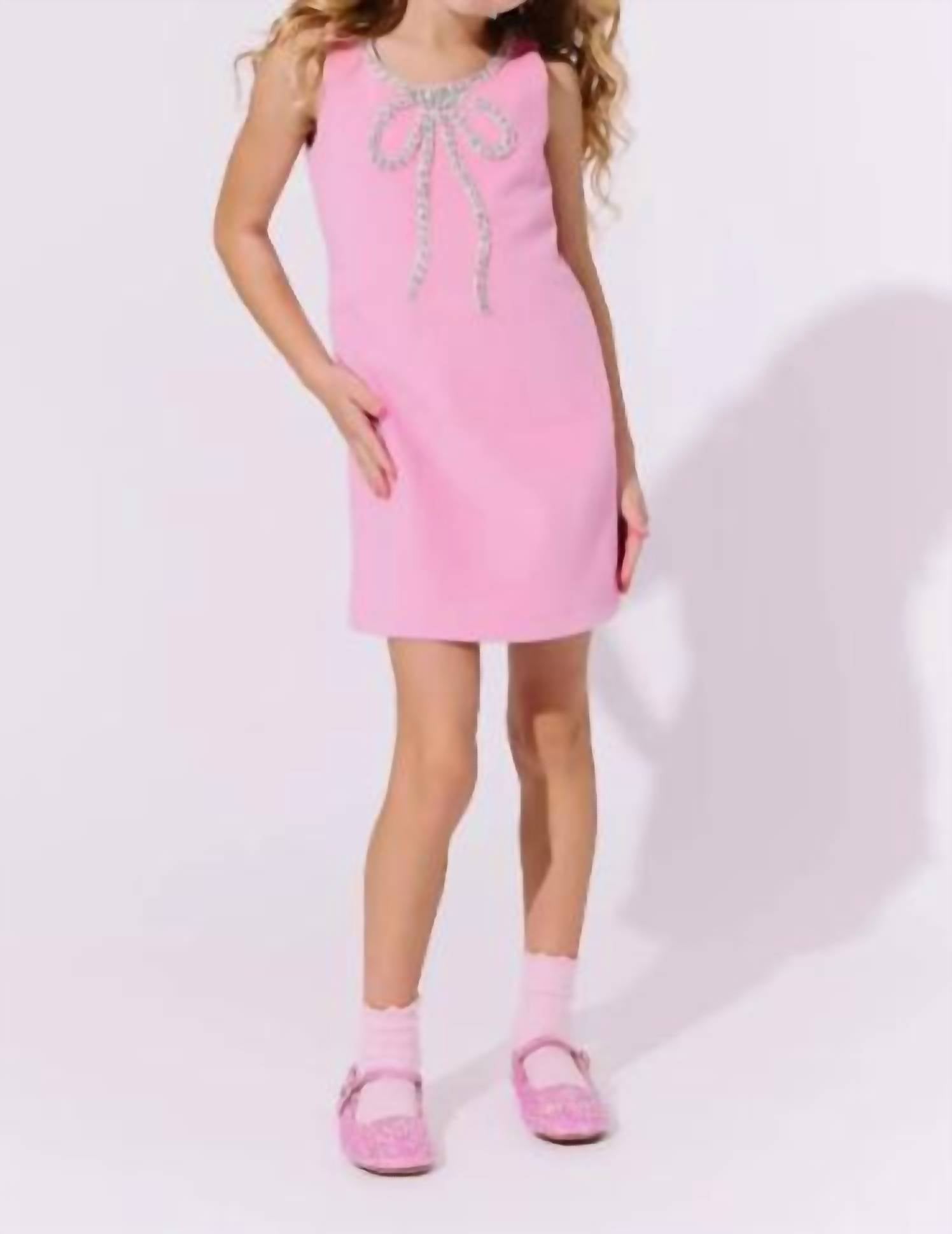 Lola + The Boys Velvet Bow Princess Dress in pink - kids' dress