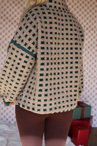 Very J - Women's Fuzzy Checkered Jacket