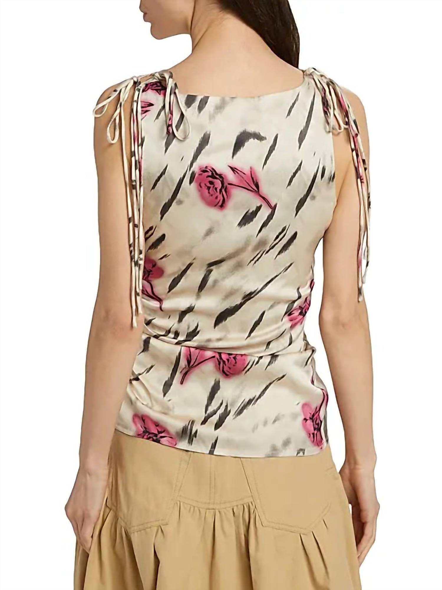 Ganni - Satin Gathered Top