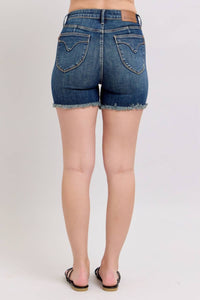 Judy Blue - High Waist Tummy Control Fray Hem & Shield Back Pocket Shorts