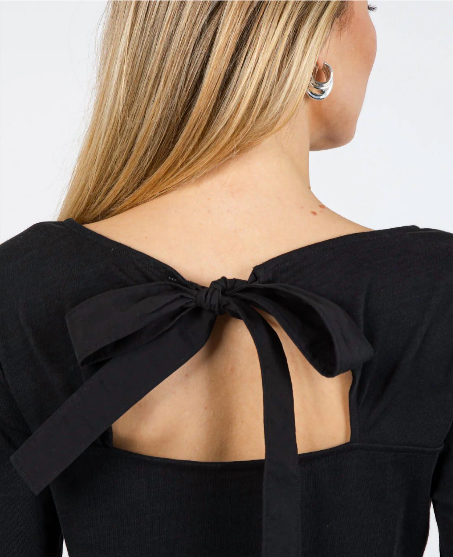 Nation LTD Tavin Tie Back Long Sleeve Top in jet black - women's long sleeve top - view 5