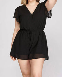 She + Sky - Ruffled Woven Romper