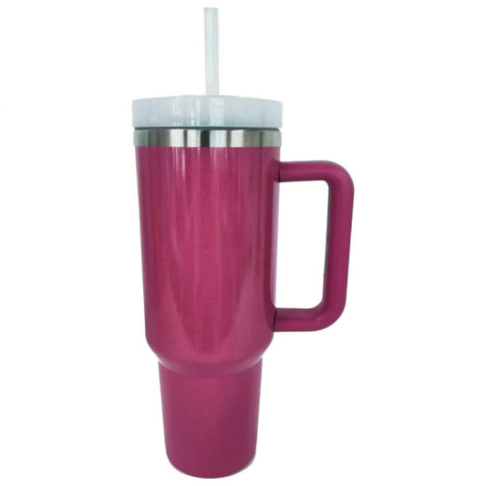 Trendsi - Stainless Steel Tumbler with Handle and Straw