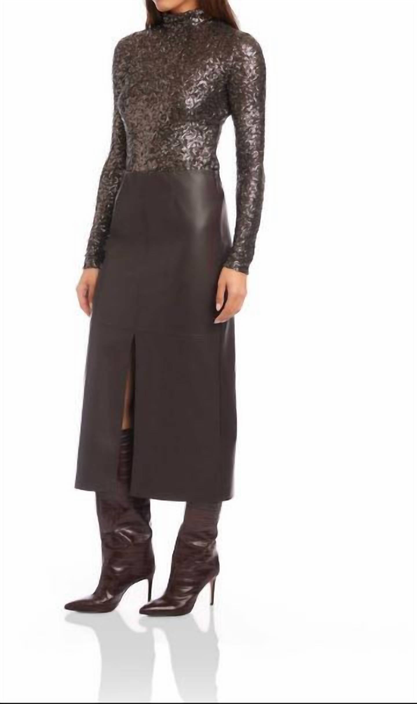 Fifteen Twenty - Kaia Fuax Leather Midi Skirt