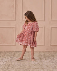 NORALEE Nina Dress in lipstick hearts - kids' dress - detail view