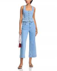 cinq a sept Zephyr Denim Rowena Top in blue - women's t-shirt - alternate view