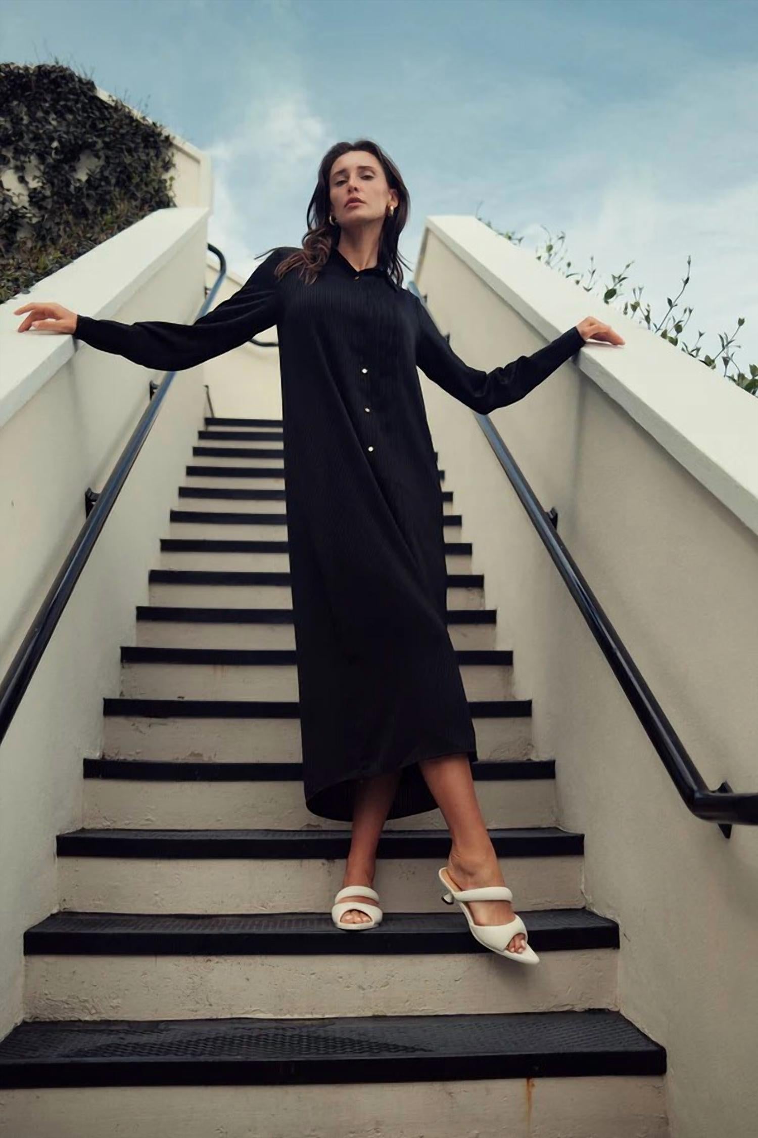 Profile Nyc - Flowy Pleated Shirt Dress