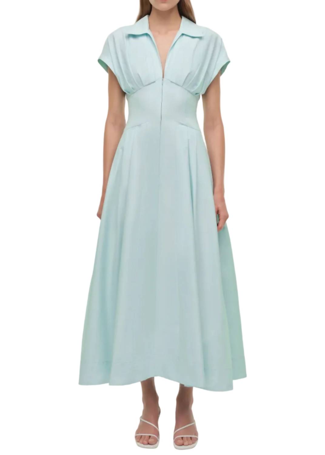 SIMKHAI Farlow Cotton Faille Midi Dress in sky - women's dress
