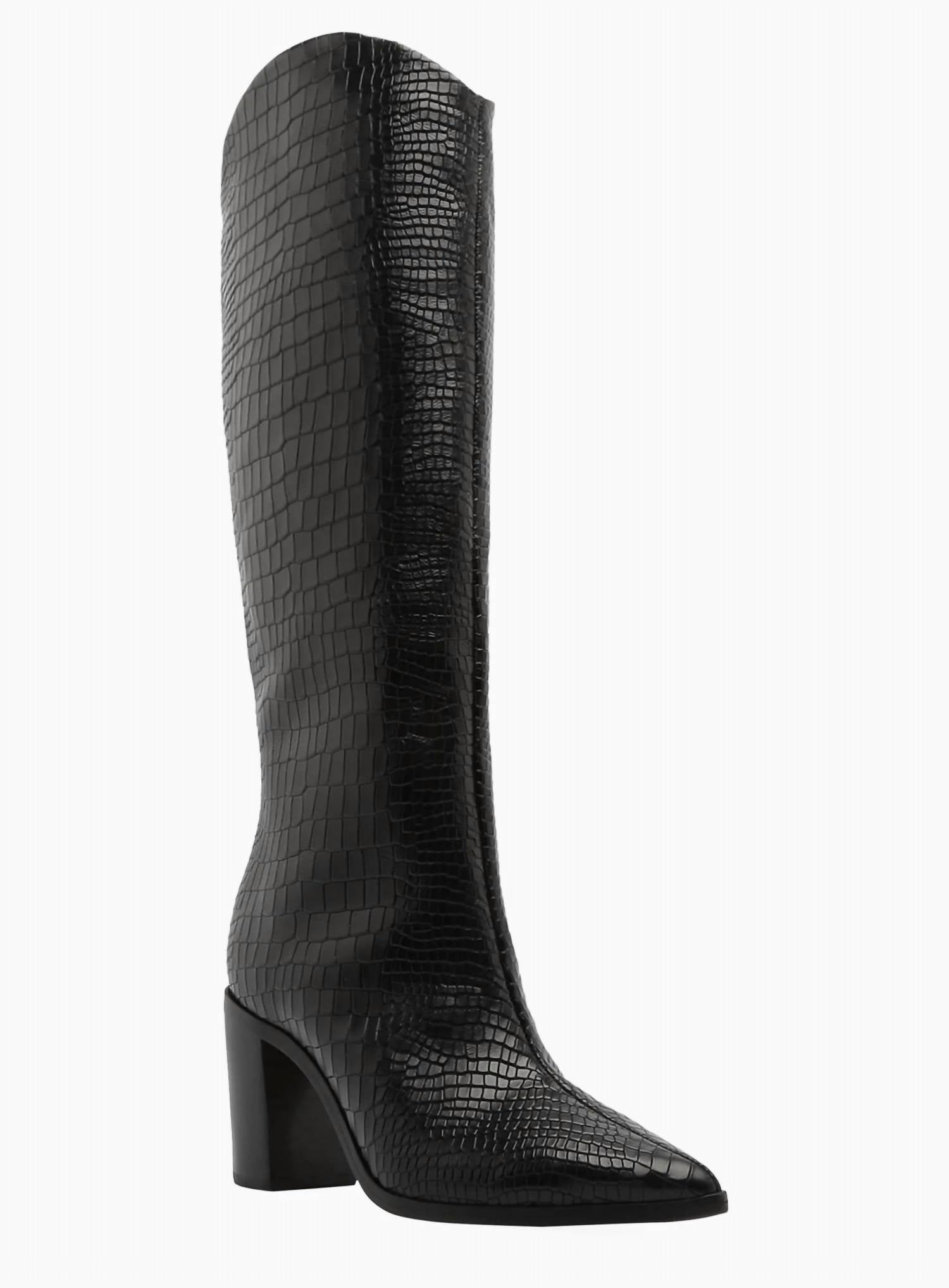 Schutz - Women's Maryana Croc-embossed Knee High Boots
