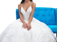 Allure Bridals - Lace Ballgown with Sheer Chiffon Stripes