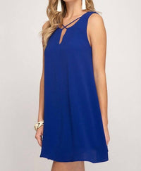 She + Sky - Sleeveless Lined With Crisscross Neck Detail Dress