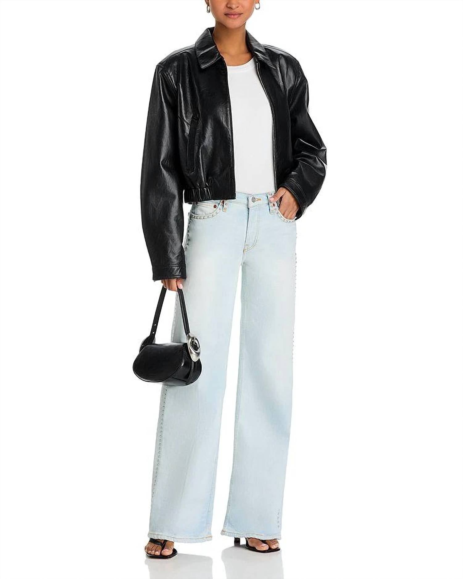 Re/Done - Studded Mini Rise Wide Leg Jeans