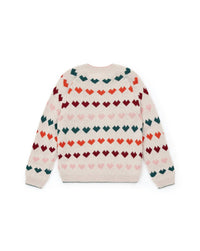 Bonton - Kid's Jacquard Knit Hearts Cardigan