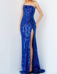 Jovani - High Slit Sequin Embellished Gown