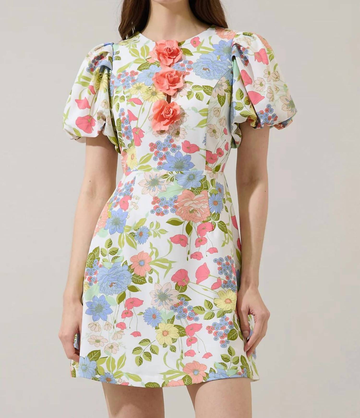 Sugarlips - Rosette Bubble Sleeve Mini Dress